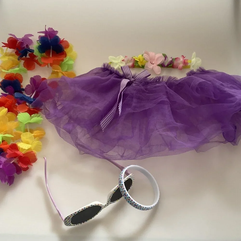 Girls Purple Tutu Costume Set Bundle 5pc Size 3+ GUC